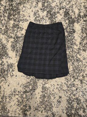 Addition Elle Women’s Plaid Pleated Hem Midi Skirt | Size 14 | Dark Navy/Grey